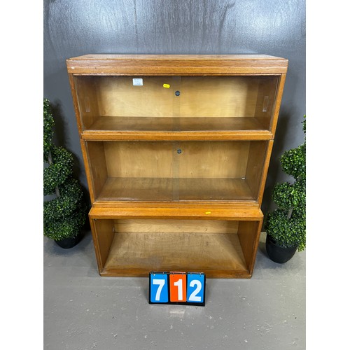 712 - Globe Wernicke 3 height bookcase no base & missing doors