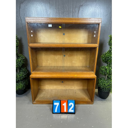 712 - Globe Wernicke 3 height bookcase no base & missing doors