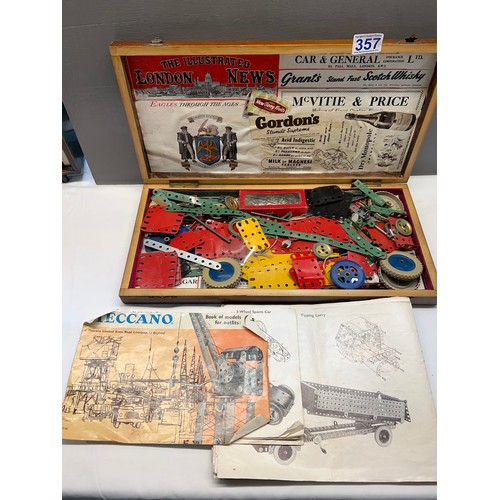 357 - Vintage wooden box meccano