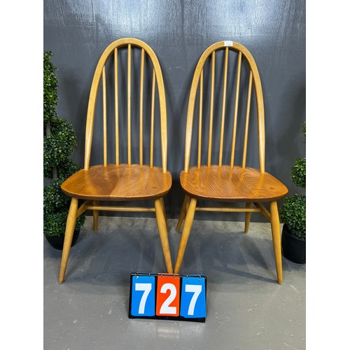 727 - Pair of ercol Quaker chairs (blonde)