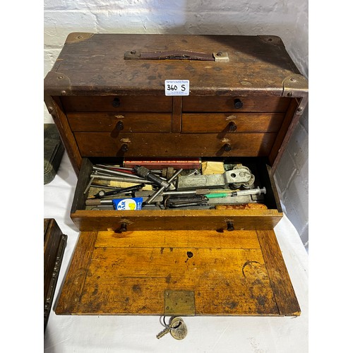 360s - Oak box with engineering tools inside