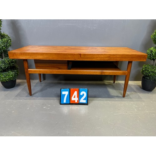 742 - Mid century teak coffee table (sliding top) white & newton