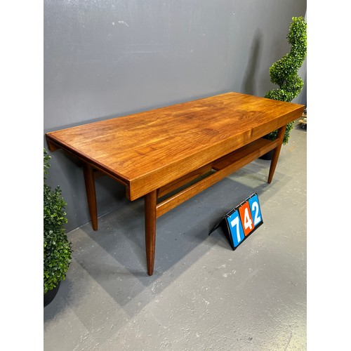 742 - Mid century teak coffee table (sliding top) white & newton