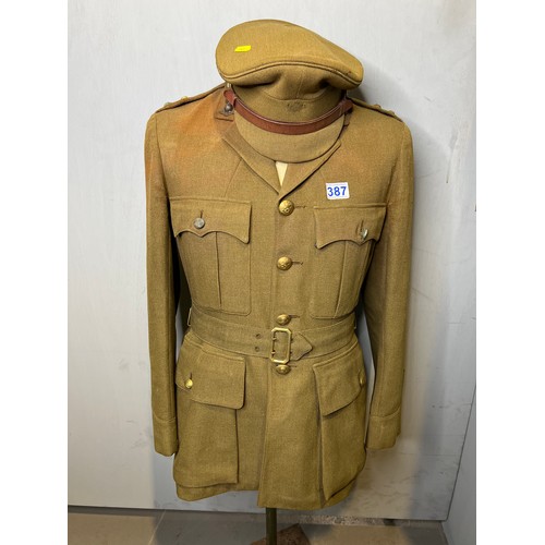 387 - WWII Army uniform & cap on stand