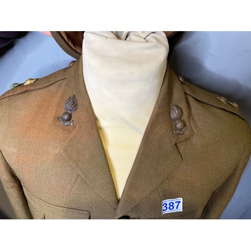 387 - WWII Army uniform & cap on stand