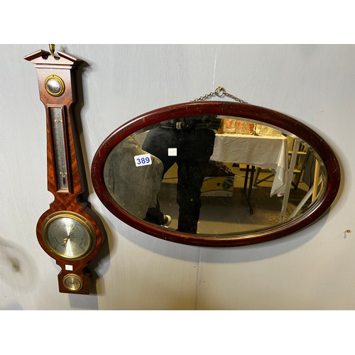 389 - Oval mirror + barometer