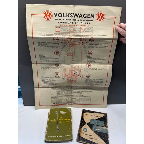 390a - Vintage V.W lubrication chart & V.W Books