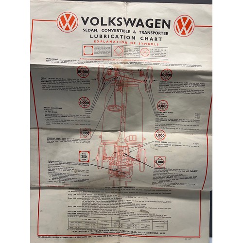 390a - Vintage V.W lubrication chart & V.W Books