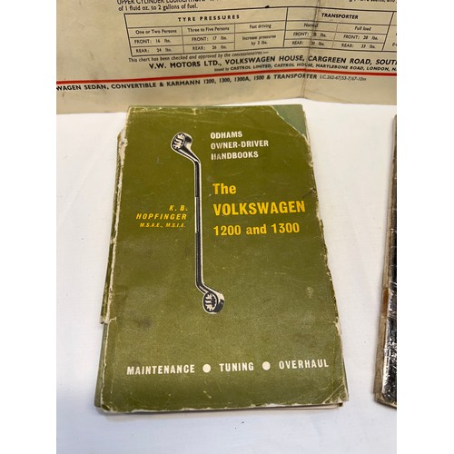 390a - Vintage V.W lubrication chart & V.W Books