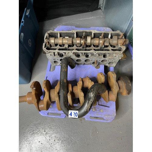 420 - Vintage cylinder head & crank