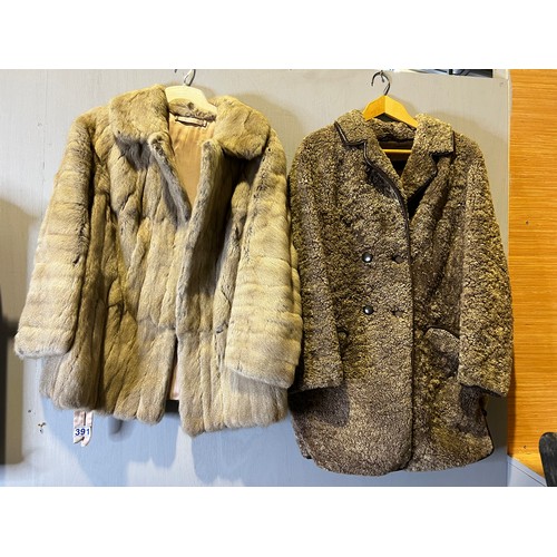 391 - Russian squirrel coat+ silver coloured fur coat