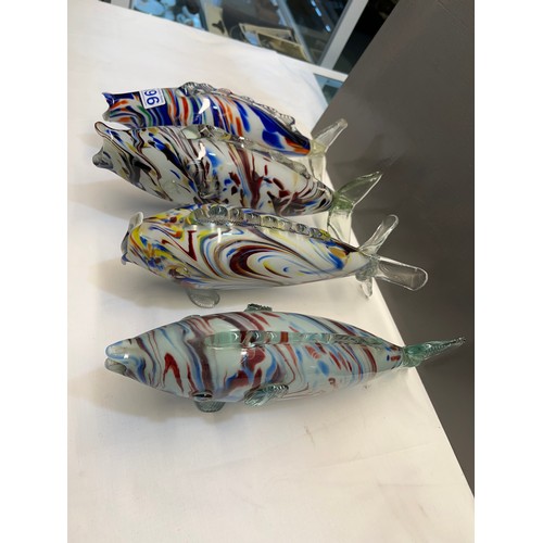 396 - 4 Glass coloured fishes