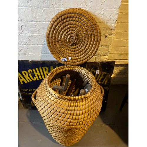 450 - Ali baba basket + garden tools