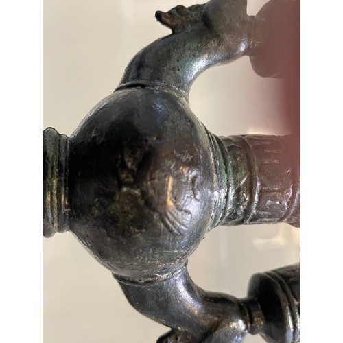 355 - 17c or earlier? Persian bronze candle holder?