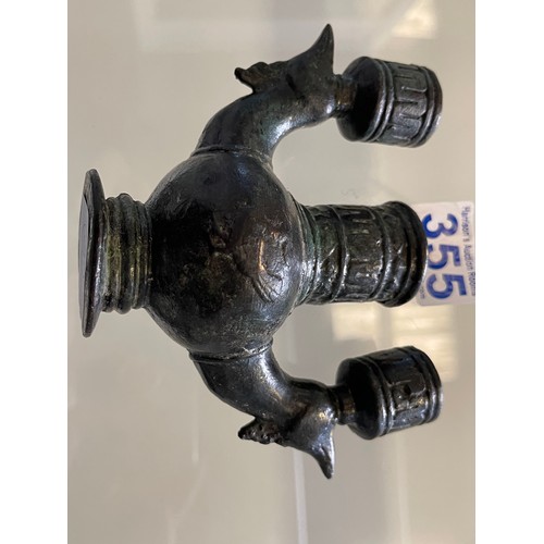 355 - 17c or earlier? Persian bronze candle holder?