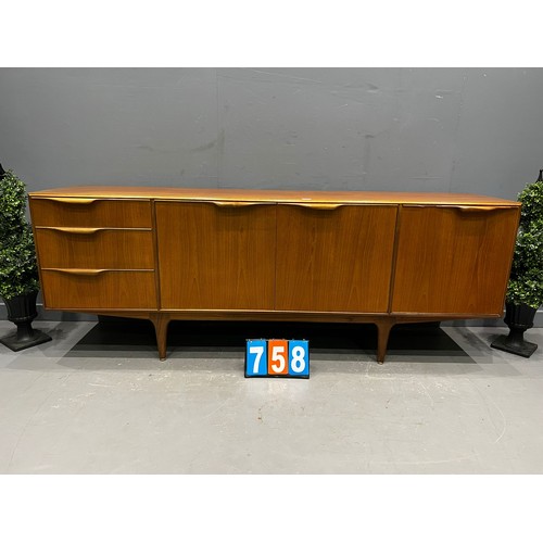 758 - McIntosh retro teak sideboard (Moulding on handle A/F)