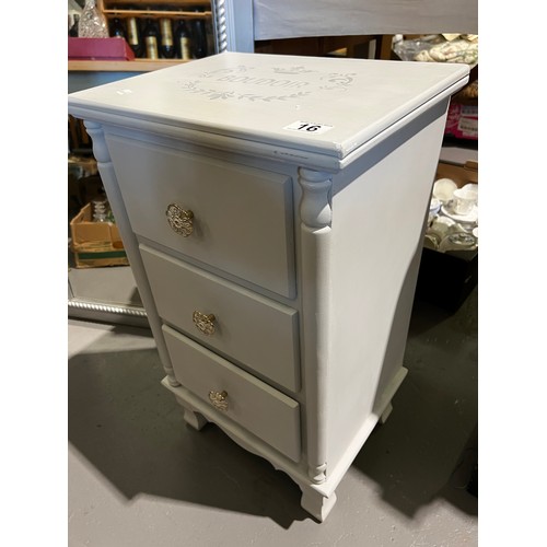 16 - French style painted chest of drawer + silver mirror