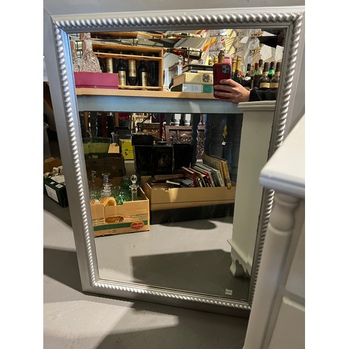 16 - French style painted chest of drawer + silver mirror