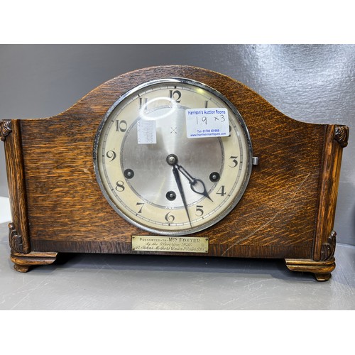 19 - 3 Mantle clocks inc Westminster chimes & art deco