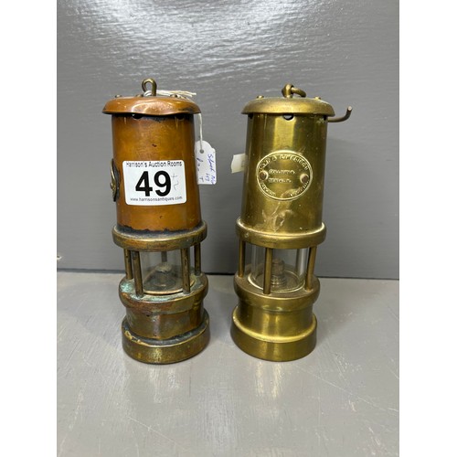 49 - 2 Brass miners lamps