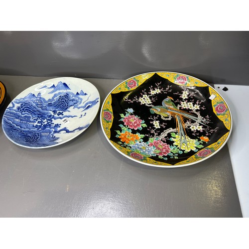 91 - 3 Oriental Large Charger Plates
blue plate 15