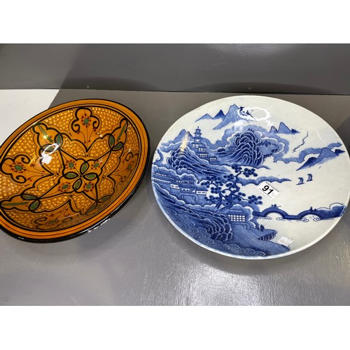 91 - 3 Oriental Large Charger Plates
blue plate 15