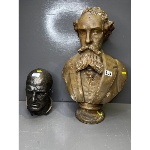 154 - Large Charles Dickens Bust + Resin Sculpture Bust A/F