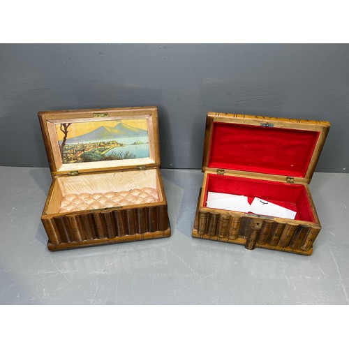 167 - 2 Vintage Treen Jewellery Box's 1 A/F