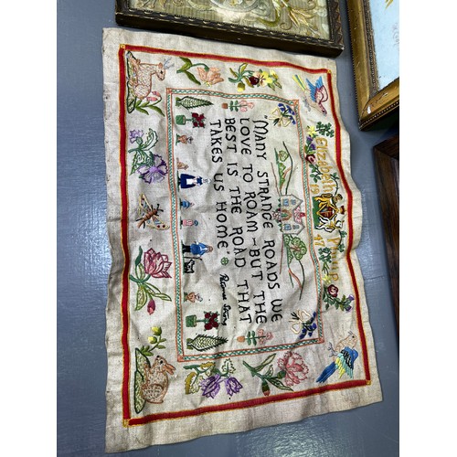 190 - Victorian sampler + 2 others + picture