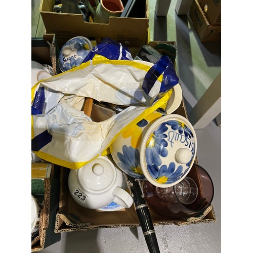 223 - 2 Box's misc + galvanised bucket full of glass ware