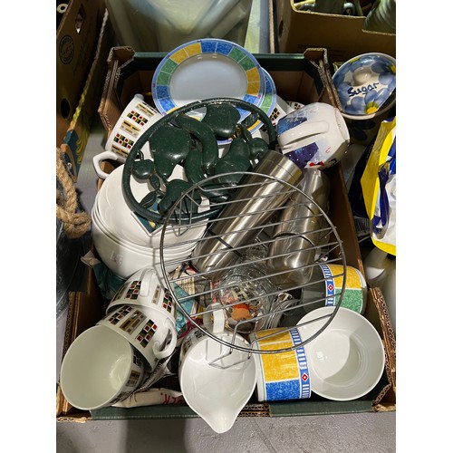 223 - 2 Box's misc + galvanised bucket full of glass ware