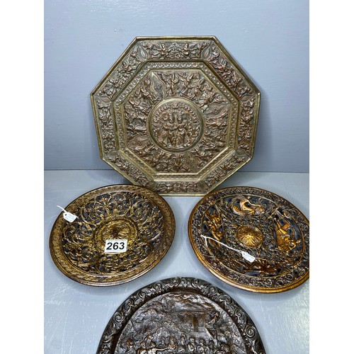 263 - 4 Interesting Brass & Bronze heavy Plaques