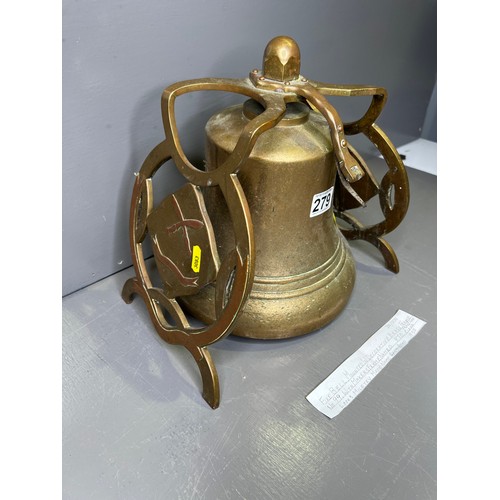 279 - 20th Century Heavy Brass Fire Bell. No 99 Possibly military