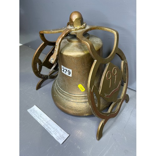 279 - 20th Century Heavy Brass Fire Bell. No 99 Possibly military