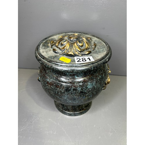 281 - Very Heavy Marble & Brass Casket with Sealed lid