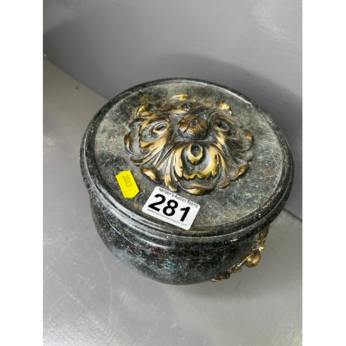 281 - Very Heavy Marble & Brass Casket with Sealed lid