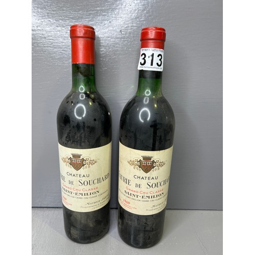 313 - 2 Vintage Bottles of wine 1969 Faurie de Souchard