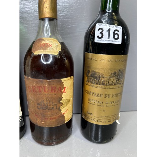 316 - 4 Vintage Bottles of wine