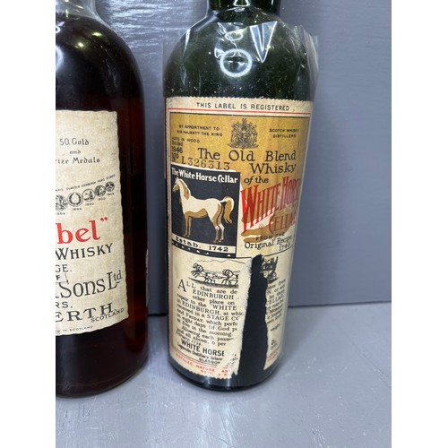 322 - Vintage John Dewar & Sons White Label Whisky + White Horse Whisky ( opened) + wine