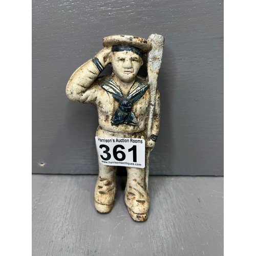 361 - Vintage cast iron Sailor Money Box