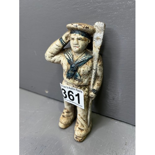 361 - Vintage cast iron Sailor Money Box