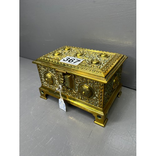 367 - Superb Arts & Craft Heavy Brass Casket