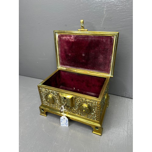 367 - Superb Arts & Craft Heavy Brass Casket