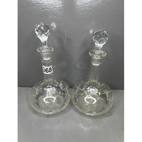 368 - Pair of cut glass decanters