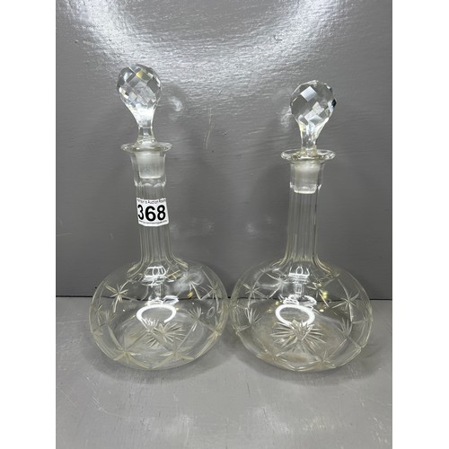 368 - Pair of cut glass decanters