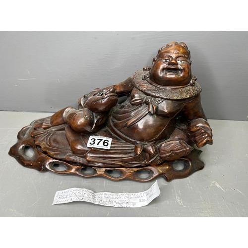 376 - Early 20th c. Budda Wooden Figure on Base