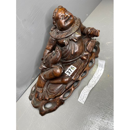 376 - Early 20th c. Budda Wooden Figure on Base