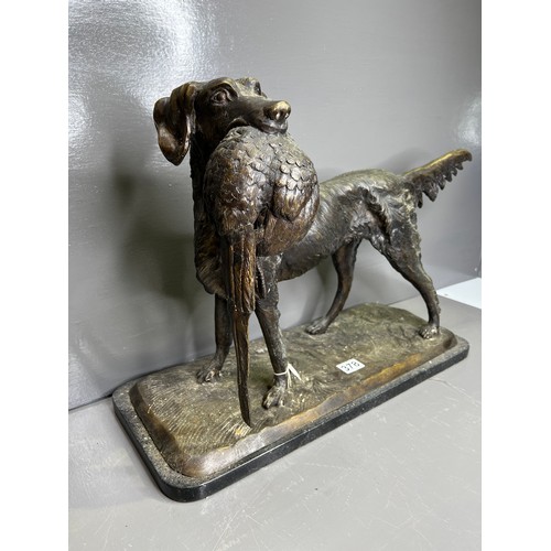 378 - Large Bronze Dog Carrying a Pheasant.very heavy 20th c.