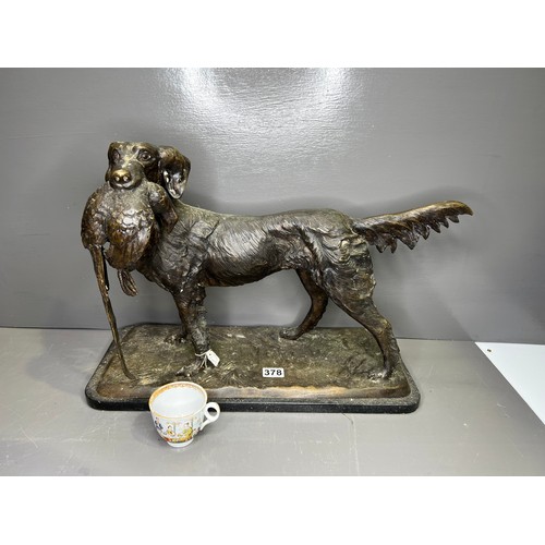 378 - Large Bronze Dog Carrying a Pheasant.very heavy 20th c.