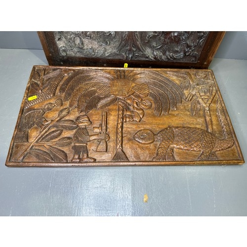 389 - Victorian Carved Plaque + Plaque.